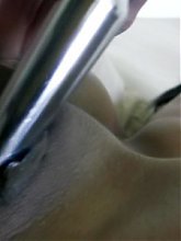 Horny milf ex girlfriend Tia grabs her sex toy and later crams it inside her shaved snatch